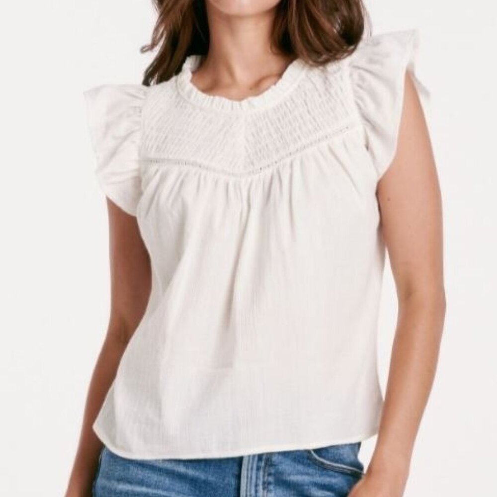 Another Love Capri Petal Sleeve White Top